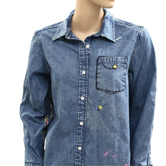 Kerri Rosenthal Mia Studio Shirt Top Long Sleeve Printed Artwork S NWD 285389 - Picture 11 of 16